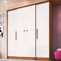 Guarda-Roupa Casal Miami 4 Portas 2 Gavetas Off White Nogueira - Doripel Móveis