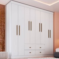 Guarda-Roupa de Casal Las Vegas 8 Portas 4 Gavetas Branco - Doripel
