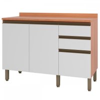 Balcão de Cozinha Macadâmia 2 Portas 3 Gavetas Freijó/Branco - Telasul