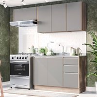 Cozinha Compacta Campanele 6 Portas 3 Gavetas Castanho/Cinza - Politorno