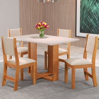 Mesa de Jantar 4 Lugares Juliete Mel/Blonde/Nude - Viero Móveis
