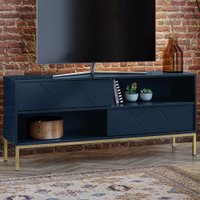 Rack para TV Até 55 Polegadas Tetris 2 Portas Azul - Olivar Móveis