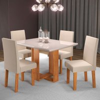 Mesa de Jantar 4 Lugares Rebeca Mel/Nude/Off White - Viero Móveis