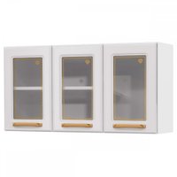 Armário Aéreo Cozinha em Aço Diamante 3 Portas com Vidro Branco 818007 - Telasul