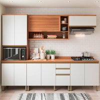 Cozinha Completa Macadâmia 10 Portas 3 Gavetas Freijó/Branco - Telasul