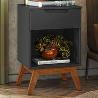 Mesa de Cabeceira Alpi 1 Gaveta Preto - Olivar Móveis