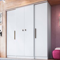 Guarda-Roupa Casal Miami 4 Portas 2 Gavetas Branco - Doripel Móveis
