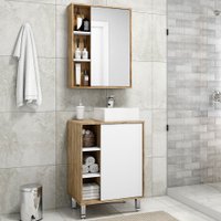 Armário de Banheiro 60 Cm 2 Portas com Cuba Cartagena/Branco 001118 - Ozini Móveis