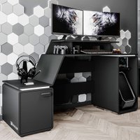 Mesa Gamer Space Two 1 Porta 2 Prateleiras Preto/Branco - Politorno