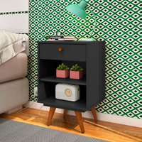 Mesa de Cabeceira Plus 1 Gaveta Preto - Olivar Móveis