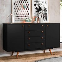 Balcão Buffet Califórnia 2 Portas 4 Gavetas Preto - Olivar Móveis