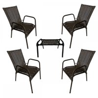 Cadeiras para Jardim com Mesa de Centro Tropical Fibra Sintética Argila - Wj Design