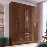 Guarda-Roupa Casal 6 Portas 3 Gavetas Cacau Rp3631 - Decibal