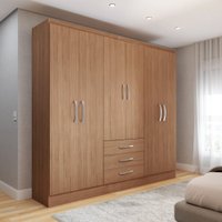 Guarda-Roupa Casal Vigo 6 Portas 3 Gavetas Cinamomo - Panorama Móveis