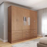 Guarda-Roupa Casal Madri 6 Portas 9 Gavetas com Espelho Cinamomo - Panorama Móveis