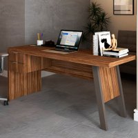 Mesa Escrivaninha 2 Gavetas para Escritório Veneza Nogal/Fendi - Panorama Móveis
