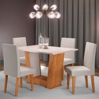 Mesa de Jantar 4 Lugares Floripa Mel/Blonde/Veludo Marfim - Viero Móveis
