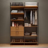 Closet Marselha 100% Mdf 2 Gavetas 8 Prateleiras Freijó/Preto - Panorama Móveis