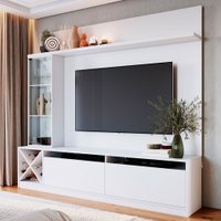 Rack com Painel para TV Até 50 Polegadas Coliseu 3 Portas Branco - Panorama Móveis
