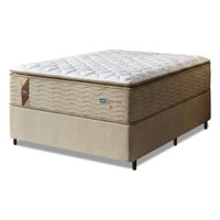 Cama Box Colchão Casal Molas Guarda Costas Max Pillow Top Probel 138x188x78cm Branco / Bege