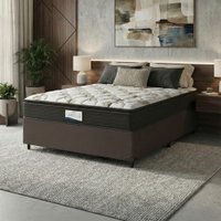 Cama Box Colchão Casal Molas Ensacadas Granville Pillow Top 138x188x66cm Marrom / Branco Probel
