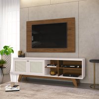 Rack com Painel para TV Lino até 50 Polegadas 2 Portas DJ Móveis Zara Freijó Off White
