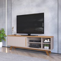 Rack para TV até 65 Polegadas 2 Portas DJ Móveis Romeu Carvalho Nobre Griz