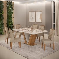 Conjunto de Sala de Jantar 6 Cadeiras Tampo Curvo Dj Moveis Rute Carvalho Lidia Kraft