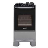 Fogão Suggar de Piso Best Grill Mesa de Vidro 4 Queimadores Prata 110V FGV407PRIX1