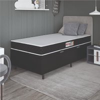 Cama Box Baú Colchão Solteiro Espuma D20 Malibu 88x188x53cm Preto / Branco Hellen