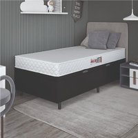Cama Box Baú Colchão Solteiro Espuma D20 Malibu 88x188x53cm Branco / Preto Hellen