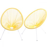 Kit 2 Cadeiras Acapulco Amarelo Estrutura em Aço e Cordas em Pvc - Or Design