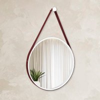 Espelho Decorativo Adnet Redondo 30cm Branco/Café - In House Decor