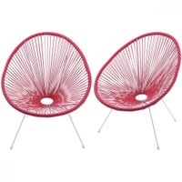 Kit 2 Cadeiras Acapulco Vermelho Estrutura em Aço e Cordas em Pvc - Or Design
