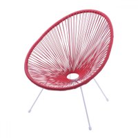 Cadeira para Jardim Acapulco Vermelho Estrutura em Aço e Cordas em Pvc - Or Design