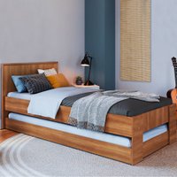 Cama Solteiro Bicama Los Angeles Nogal - Art In Móveis