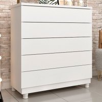 Cômoda Premium 5 Gavetas Neve - Tcil Móveis Branco