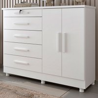 Cômoda Istambul 2 Portas 5 Gavetas Neve - Tcil Móveis Branco