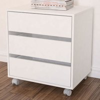 Mesa de Cabeceira Mauá 3 Gavetas com Rodízios Branco 3419 - Politorno Branco