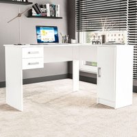 Mesa Escrivaninha Barcelona 1 Porta 2 Gavetas Branco - Politorno Branco