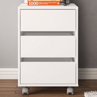 Mesa de Cabeceira Mauá 3 Gavetas com Rodízios Branco - Politorno Branco