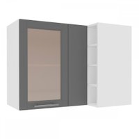 Armário Aéreo Cozinha Fettuccine 1 Porta com Adega Branco/Ardosia - Politorno Cinza