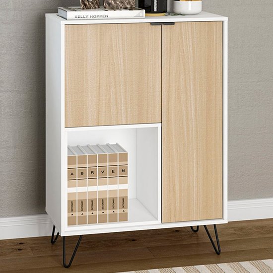 Aparador Cayman 2 Portas 1 Prateleira Branco/Legno Salinas - Politorno Marrom