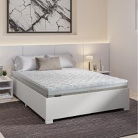 Cama Box Casal Desmontável Com Colchão de Espuma D33 Millenium 138x188x50cm Bege/Branco- Suporta até 120kg Por Pessoa