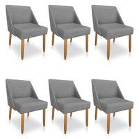 Kit 06 Cadeiras Poltona Juliana Suede Grafite Pés Palito Castanho - Pallazio