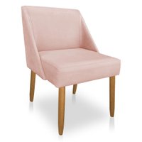 Cadeira Poltona Juliana Suede Rosa Bebê Pés Palito Castanho - Pallazio