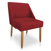 Cadeira Poltona Juliana Suede Vermelho Pés Palito Castanho - Pallazio