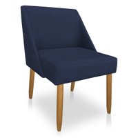 Cadeira Poltona Juliana Suede Azul Marinho Pés Palito Castanho - Pallazio
