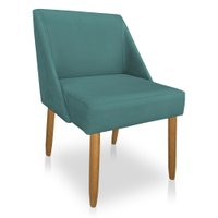 Cadeira Poltona Juliana Suede Azul Turuqesa Pés Palito Castanho - Pallazio