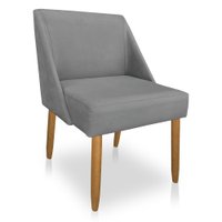 Cadeira Poltona Juliana Suede Grafite Pés Palito Castanho - Pallazio